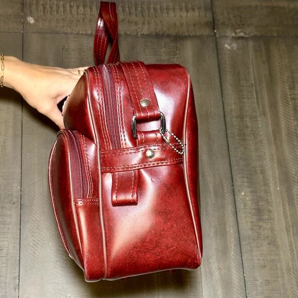 American Tourister Vintage Burgundy Leather‎ Luggage Carry On - Picture 5 of 5